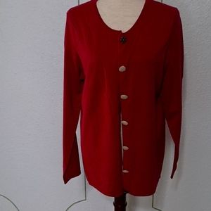 Dana Buchman 78% silk cardigan.   Long sleeve hip length 90s